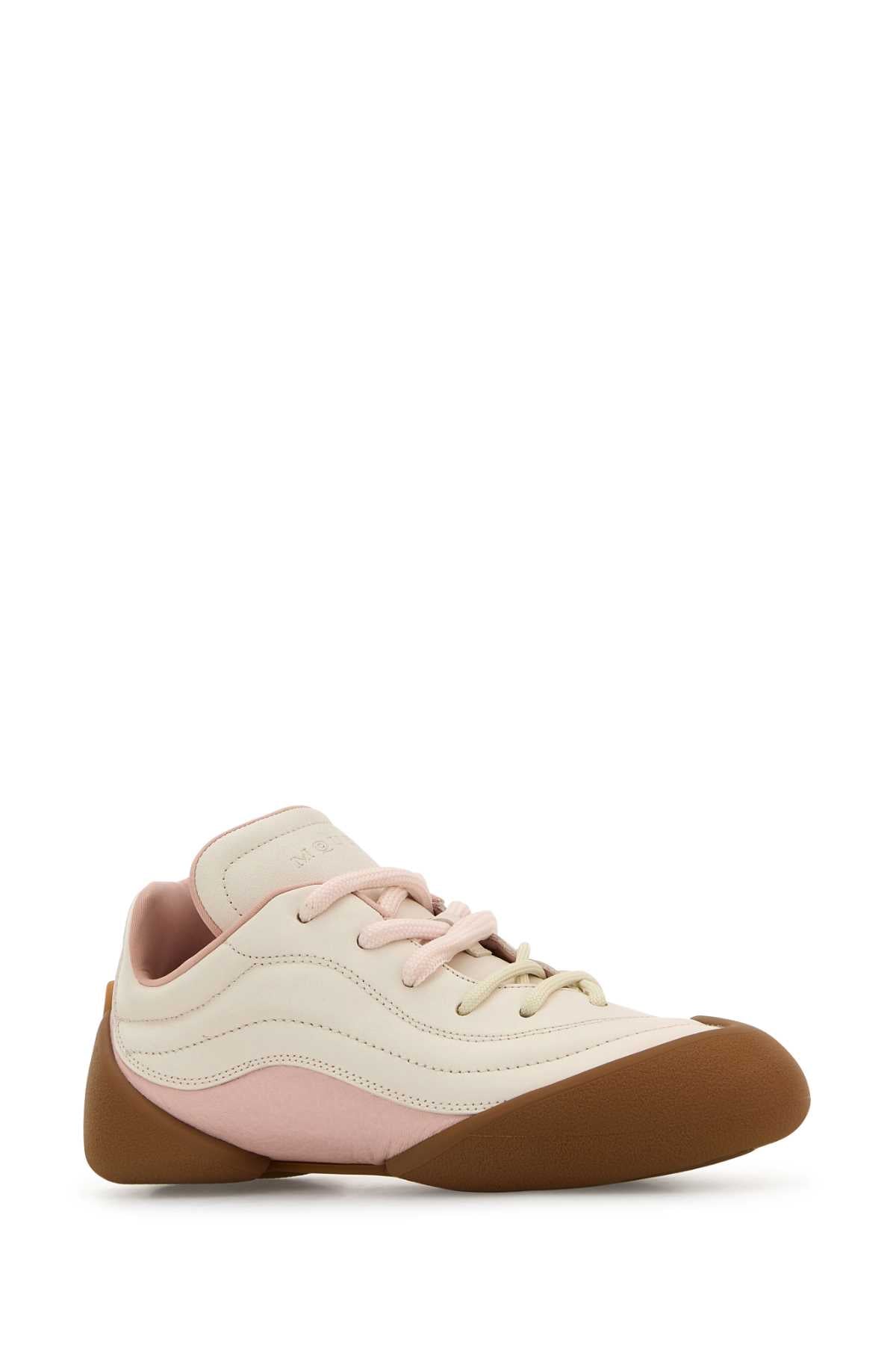 Two-Tone Leather Flexion Sneakers Offwhitepink