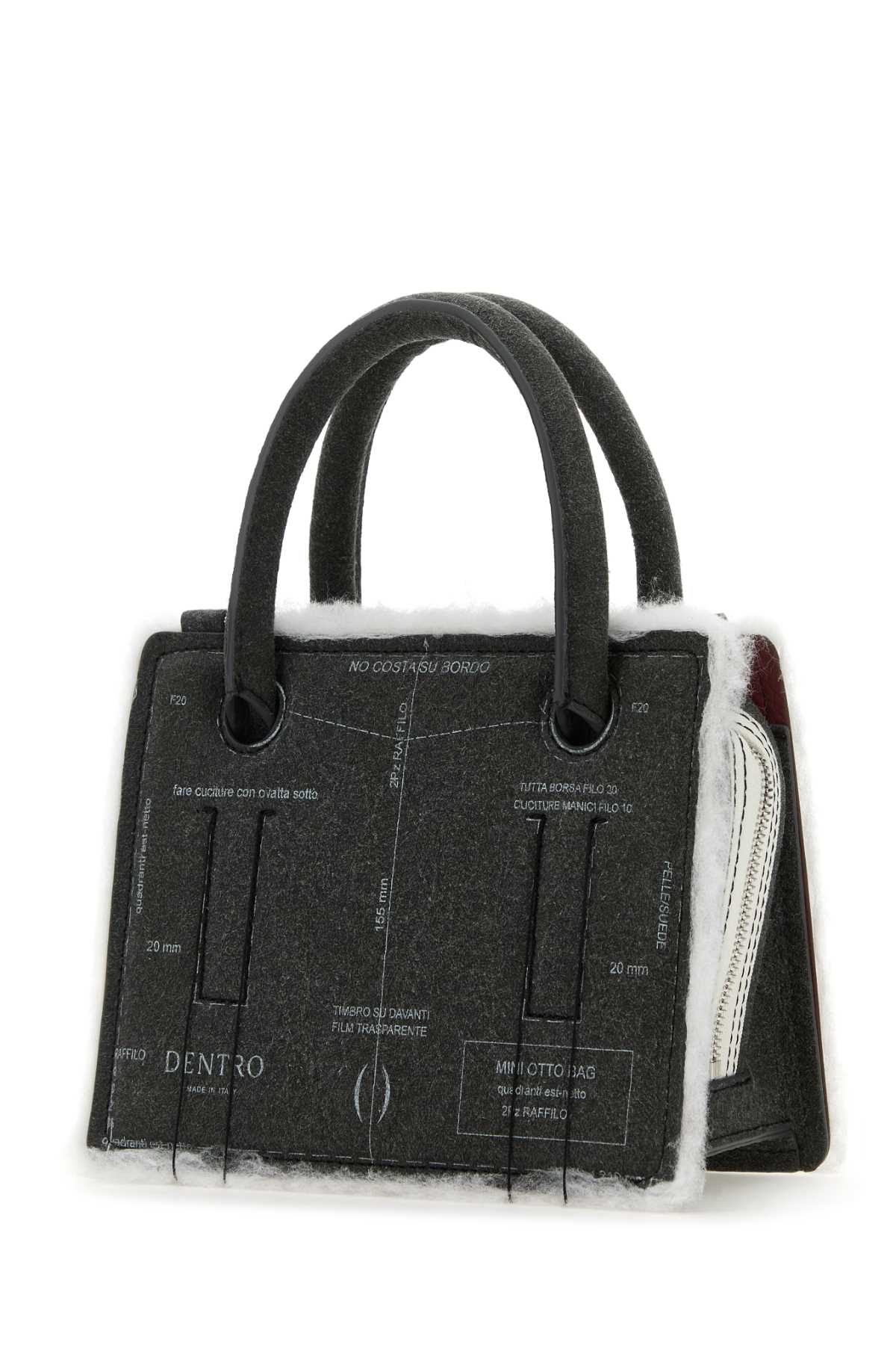 Grey Leather Mini Otto Handbag Paper Borse A Mano