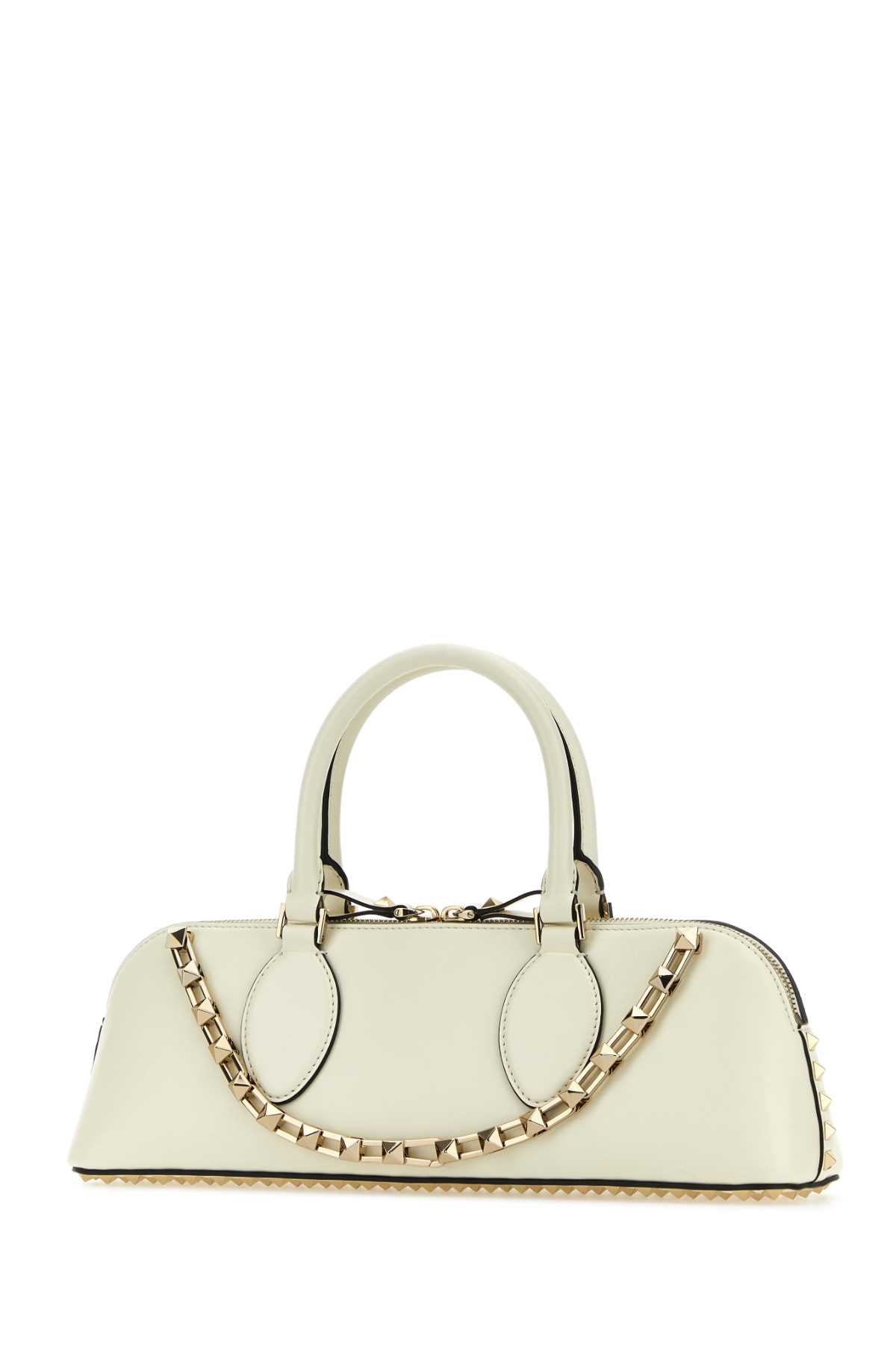 Ivory Leather Rockstud East-West Handbag Exterior: Calf Lining Borse A Mano