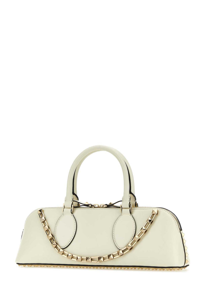 Ivory Leather Rockstud East-West Handbag Exterior: Calf Lining Borse A Mano