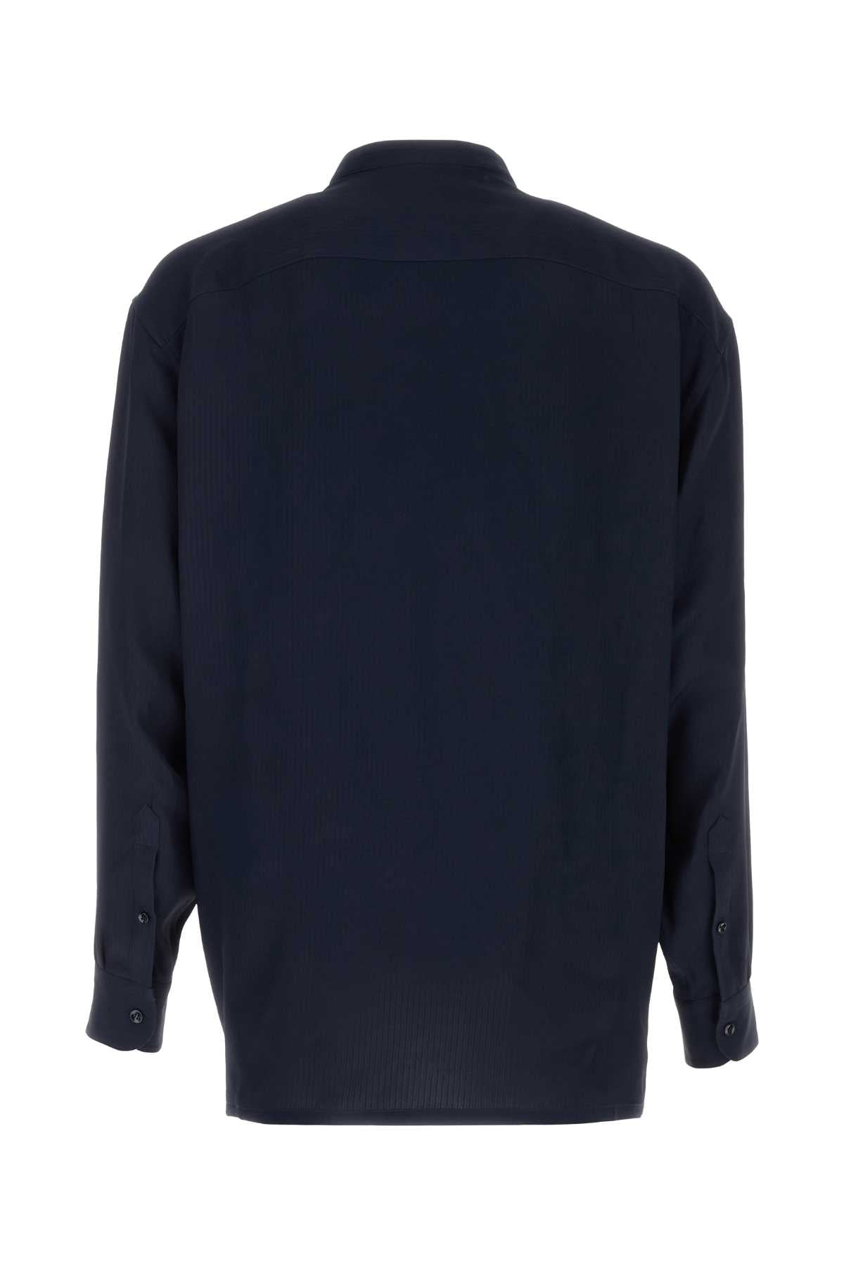 Navy Blue Viscose Shirt Exterior: Camicie
