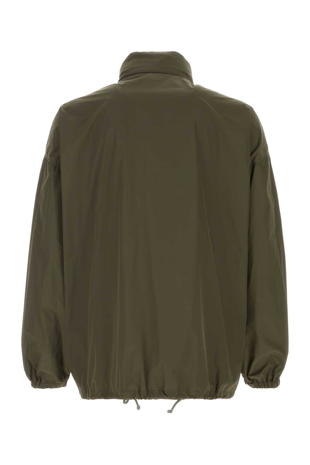 Army Green Polyester Windbreaker Vertkaki Giubbini