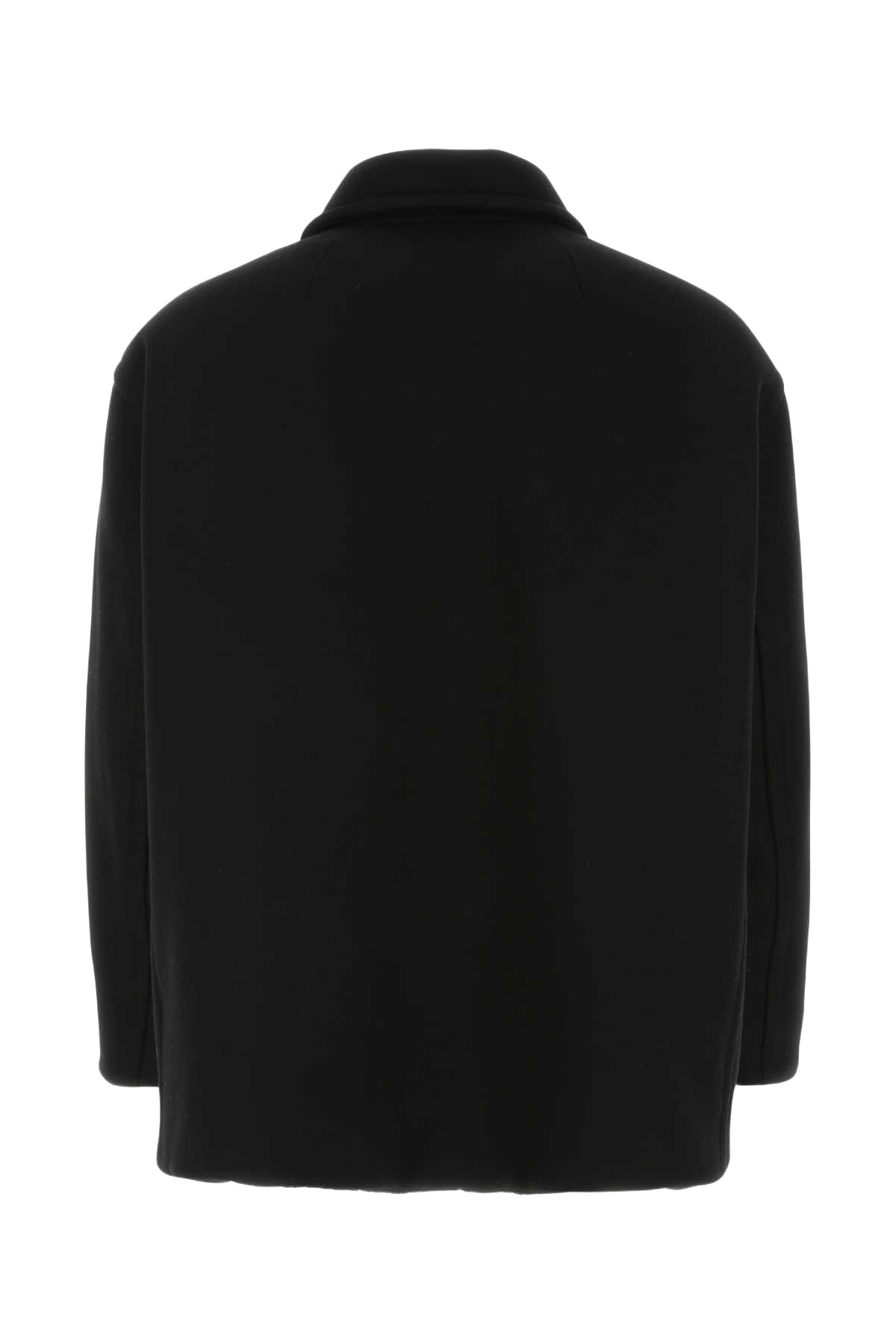 Black Wool Blend Coat 0no Cappotti