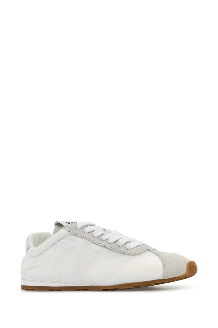 White Fabric And Suede Sneakers Bianco Poliammidericiclata-vitello