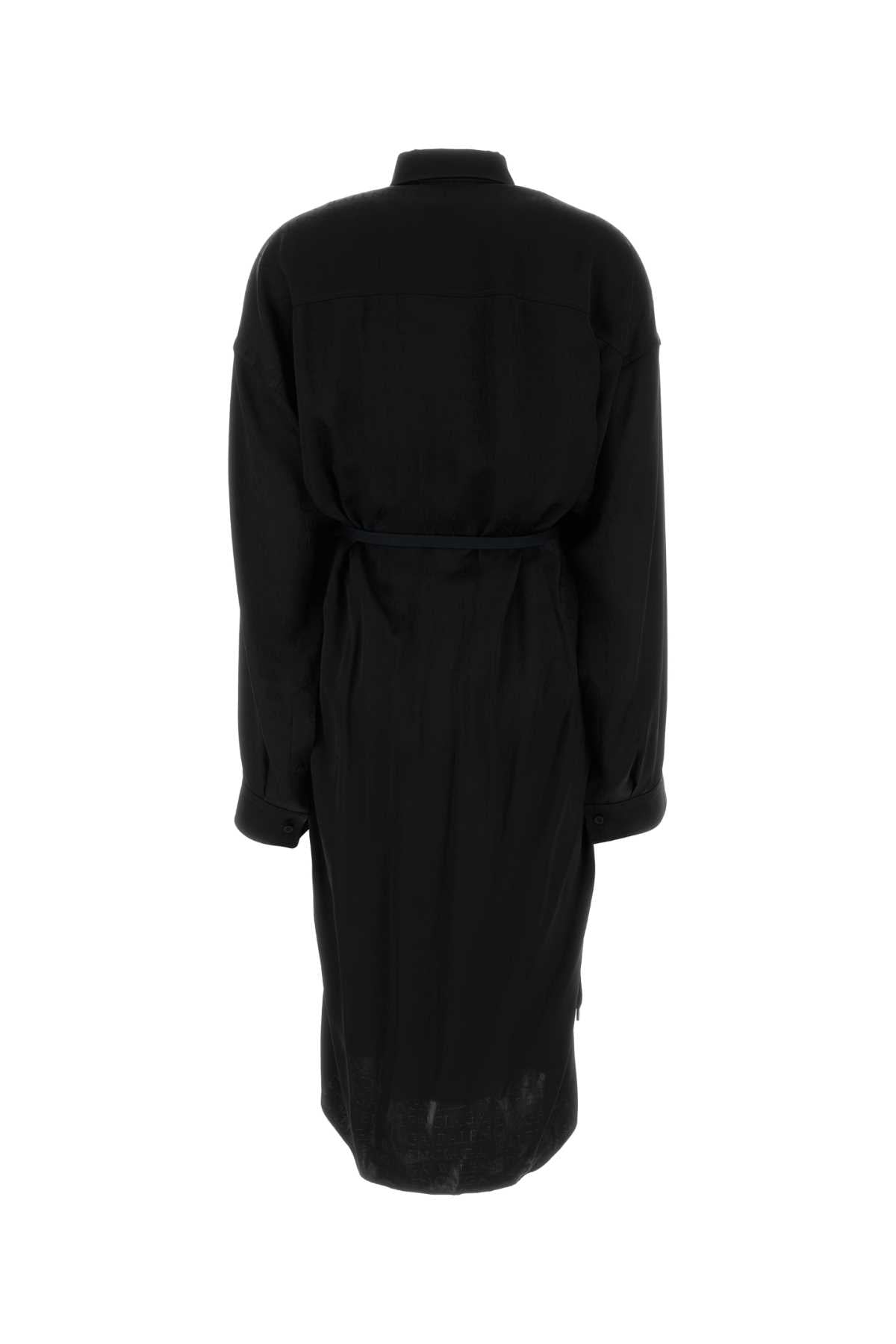 Black Satin Shirt Dress Abiti
