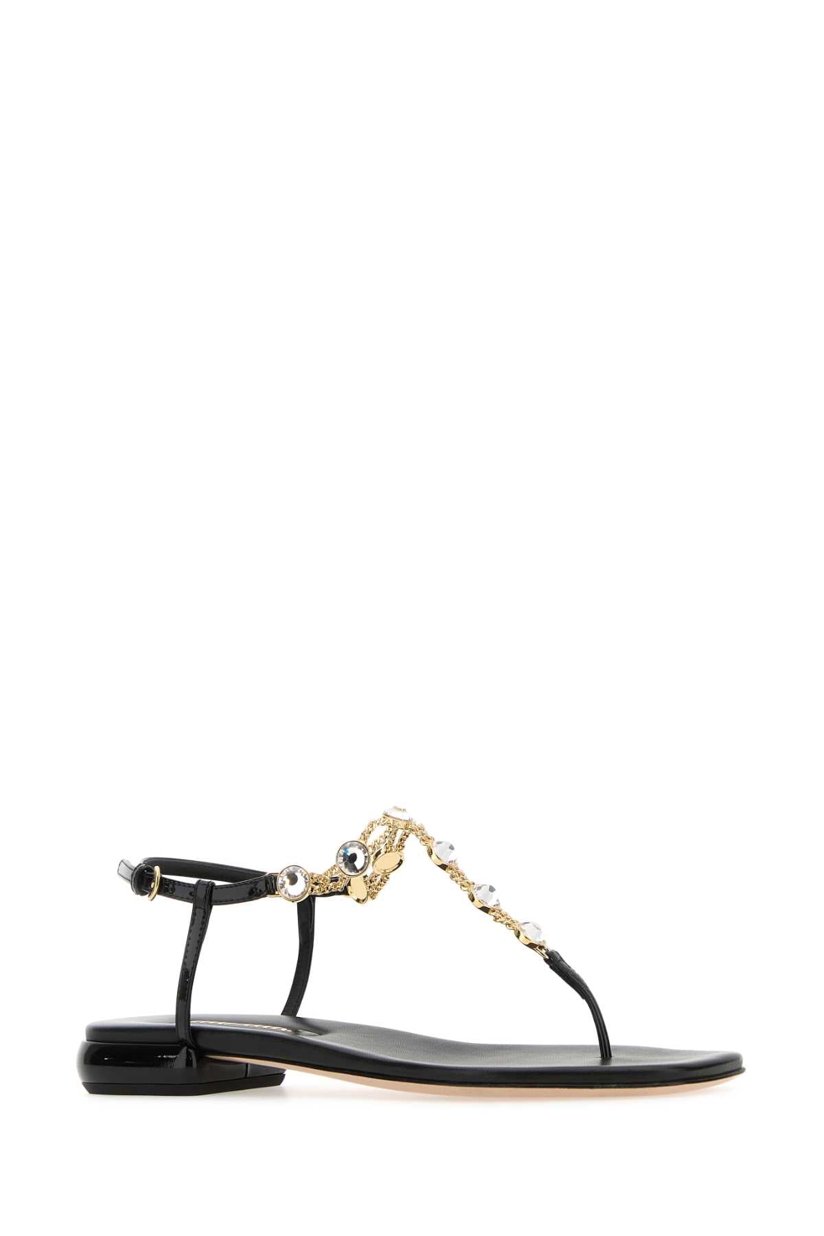 Black Thong Sandals Nero Vitello Sandali