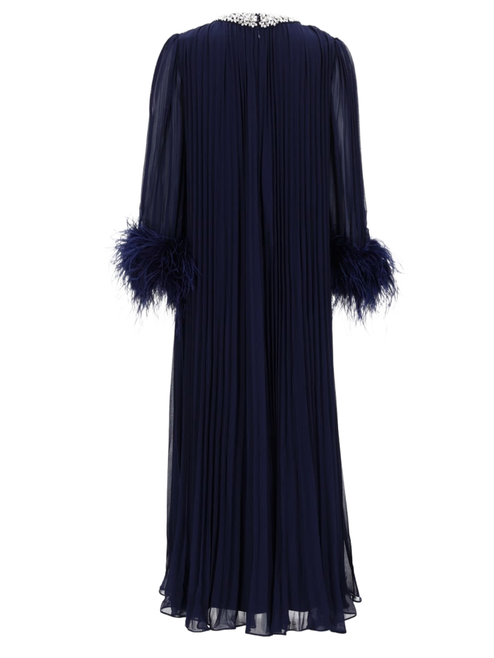 Chiffon Midi Dress Blue Polyester