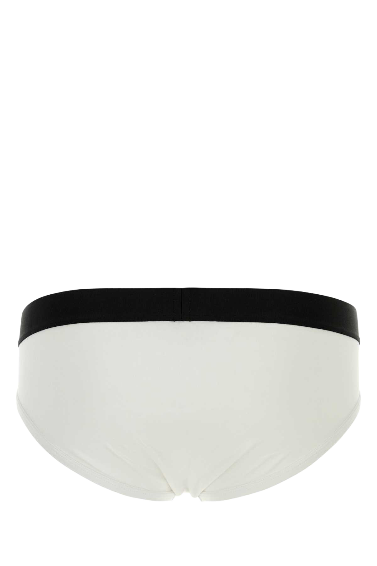 White Stretch Cotton Brief Exterior: Elastane Costumi Da Bagno