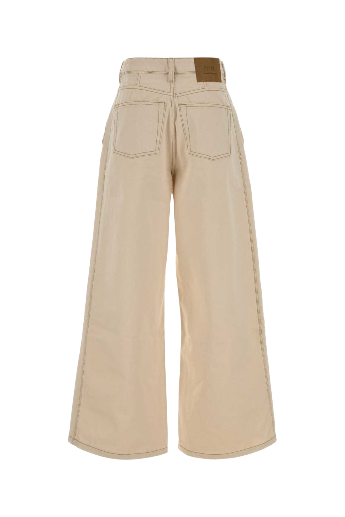 Sand Denim Wide-Leg Jeans Ecru Exterior: Cotton