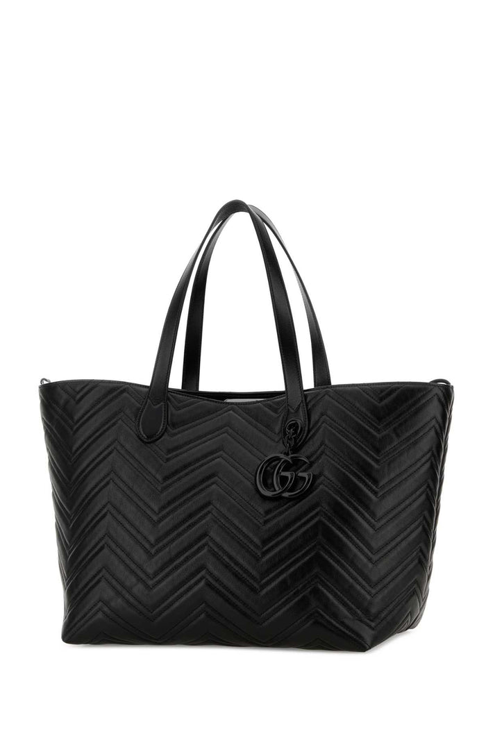Black Leather Large Gg Marmont Shopping Bag Blackblackblack Borse A Mano
