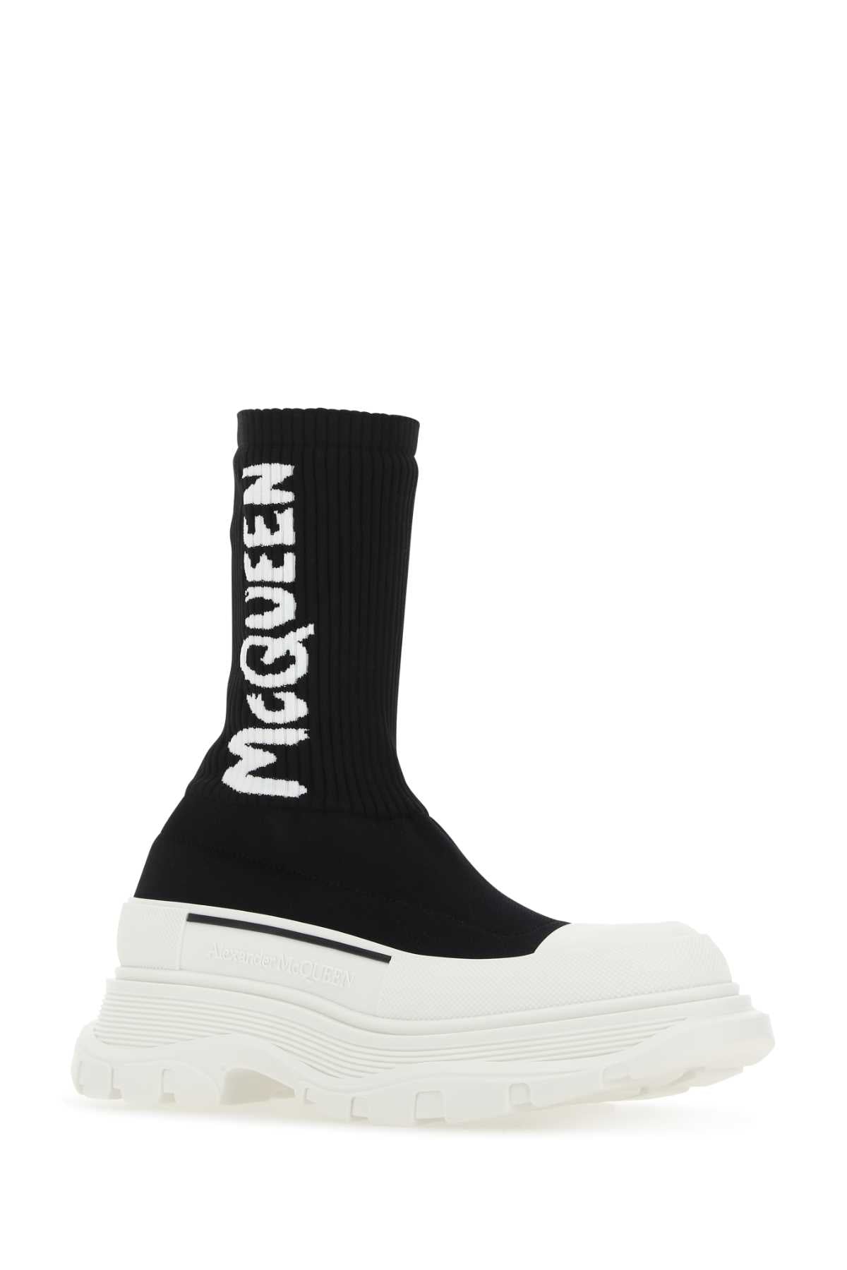 Black Stretch Nylon Tread Slick Sneakers 1041