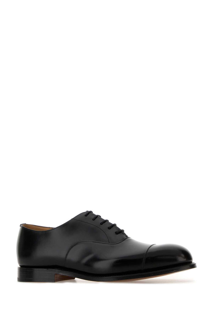 Black Leather Consul Lace-Up Shoes Scarpe Stringate