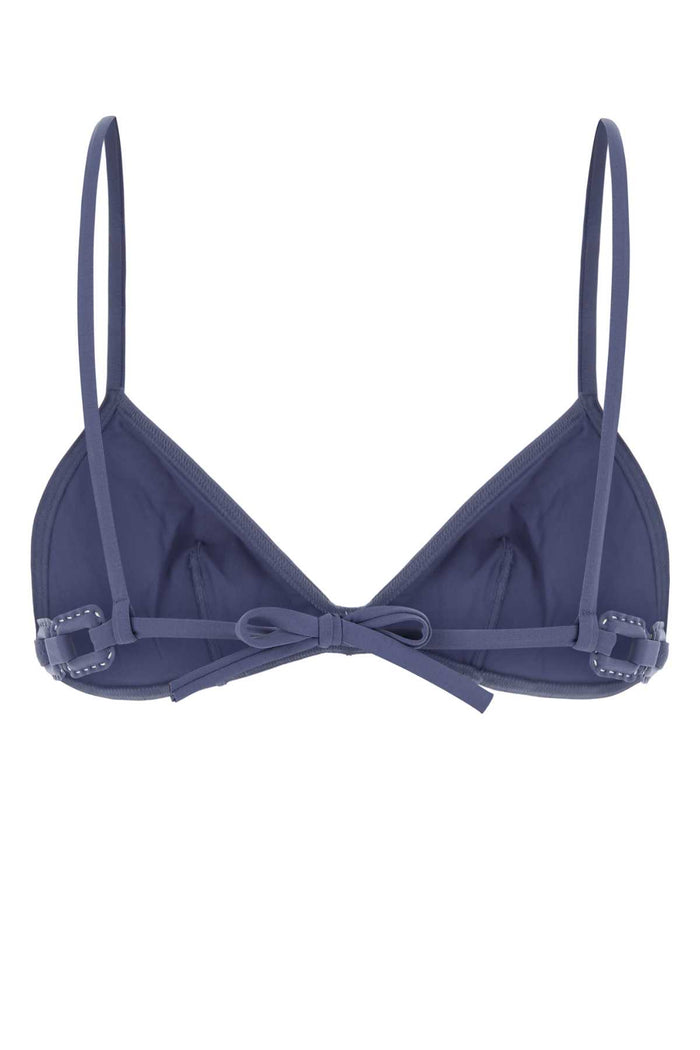 Blu Stretch Nylon Tourbillon Bikini Top Sirenee25 Costumi Da Bagno
