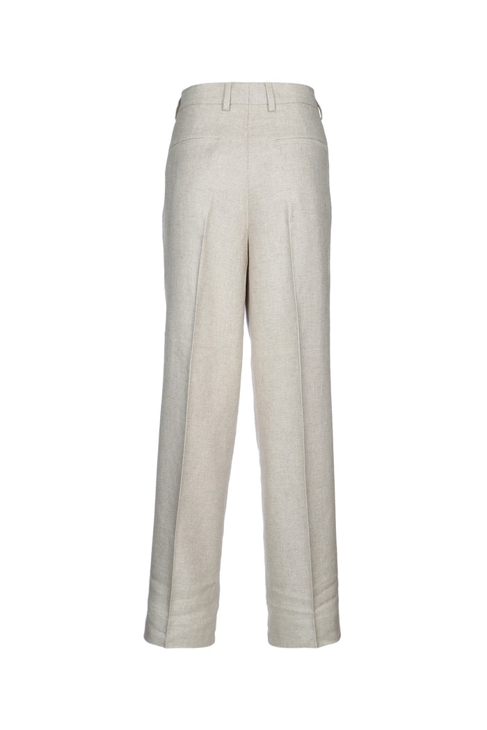 Double-Pleat Straight Trousers Desert Pantaloni