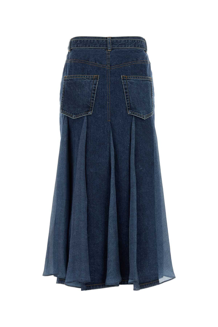 Denim Skirt Blue Exterior: Cotton Gonne