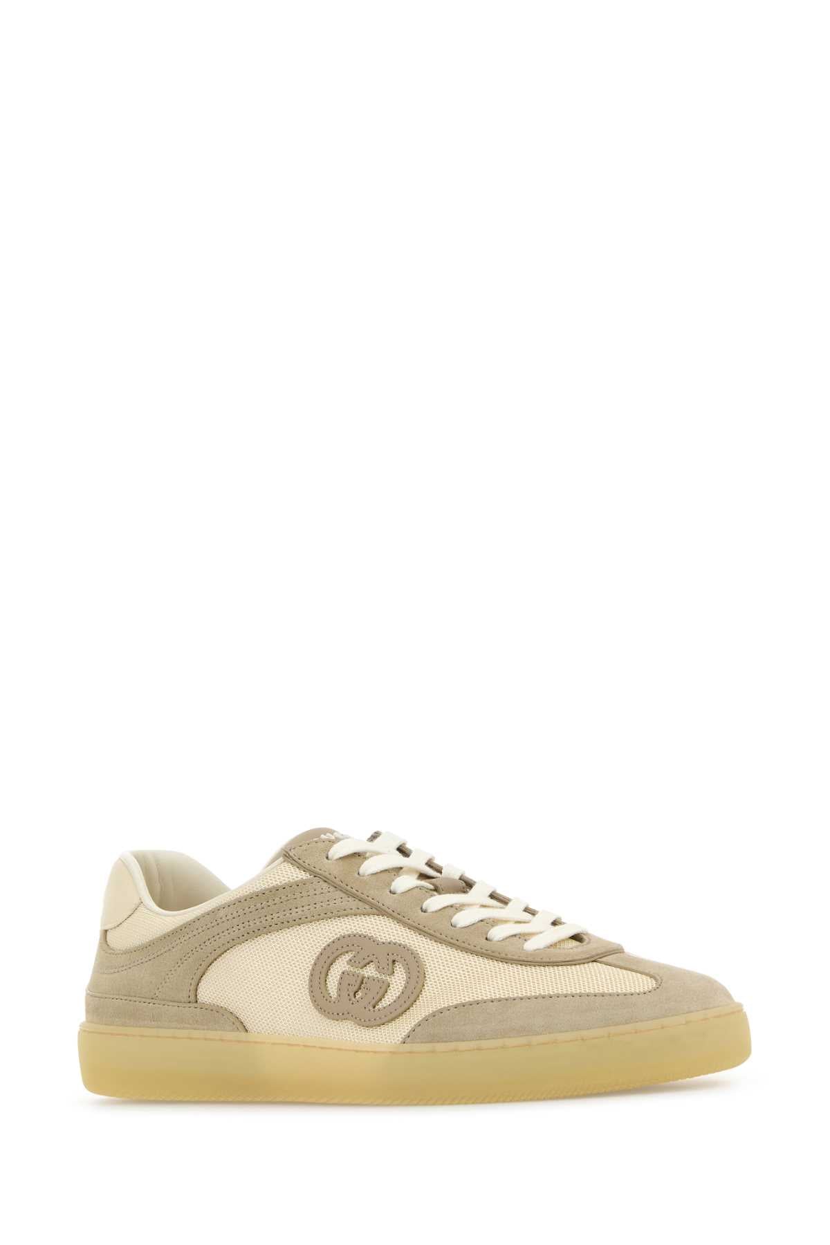 Two-Tone Mesh And Suede Sneakers White