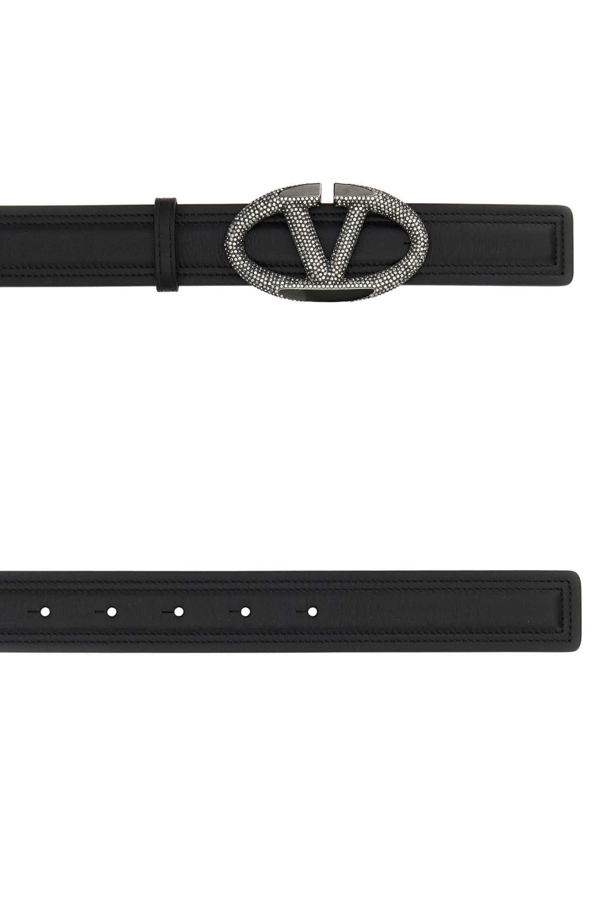 Black Leather Vlogo The Bold Edition Belt Neroblackdiamond Exterior: Cinture