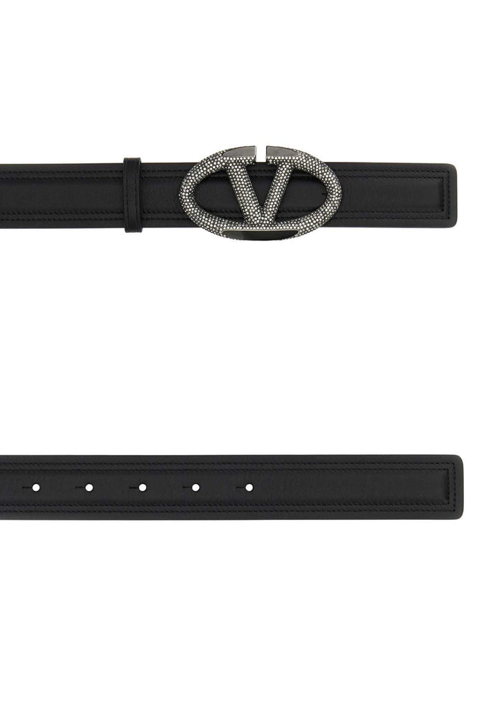 Black Leather Vlogo The Bold Edition Belt Neroblackdiamond Exterior: Cinture