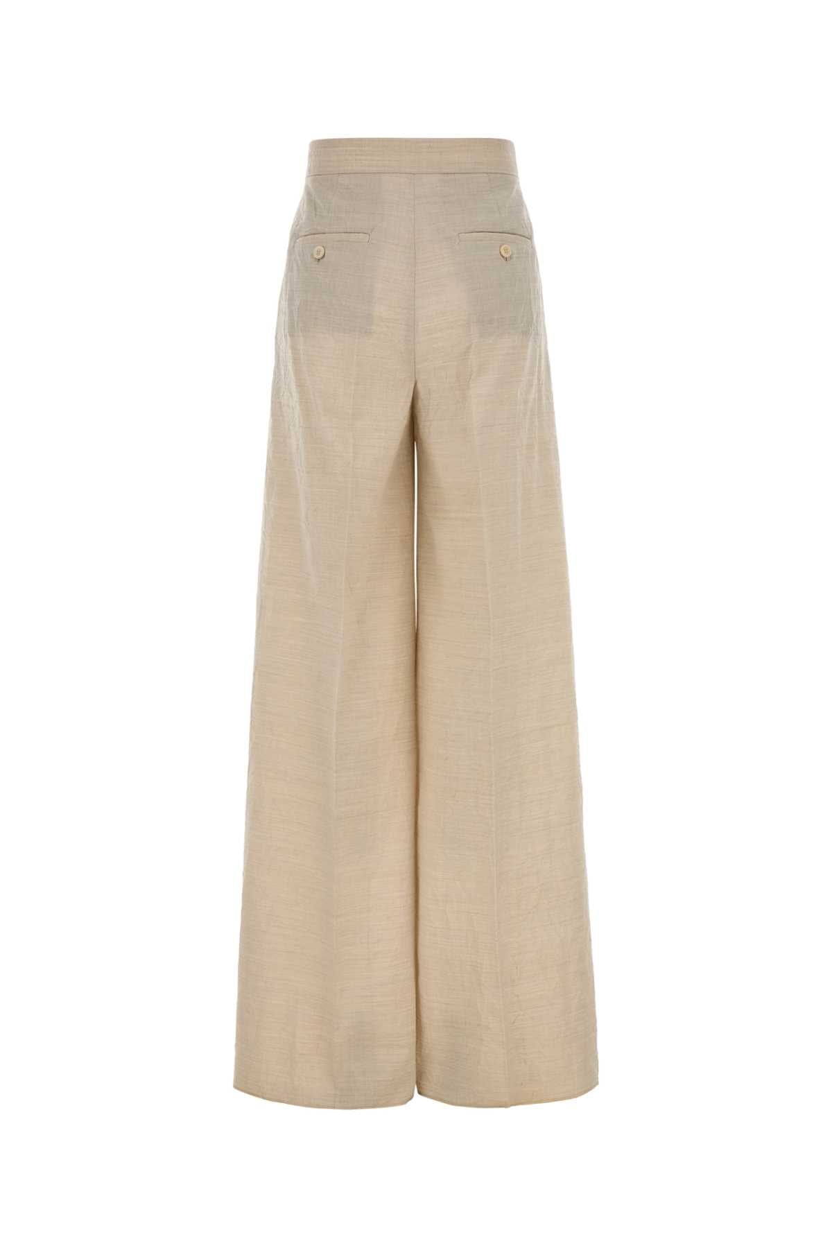 Sand Wool Acinoso Wide-Leg Pant Beige Exterior: Virgin Pantaloni