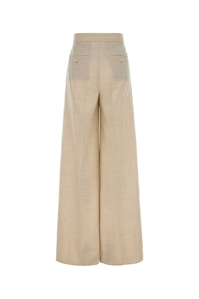 Sand Wool Acinoso Wide-Leg Pant Beige Exterior: Virgin Pantaloni