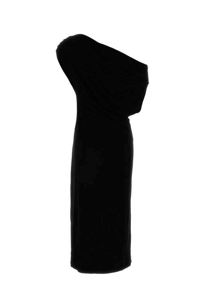 Black Jersey One-Shoulder Dress Exterior: Viscose Abiti
