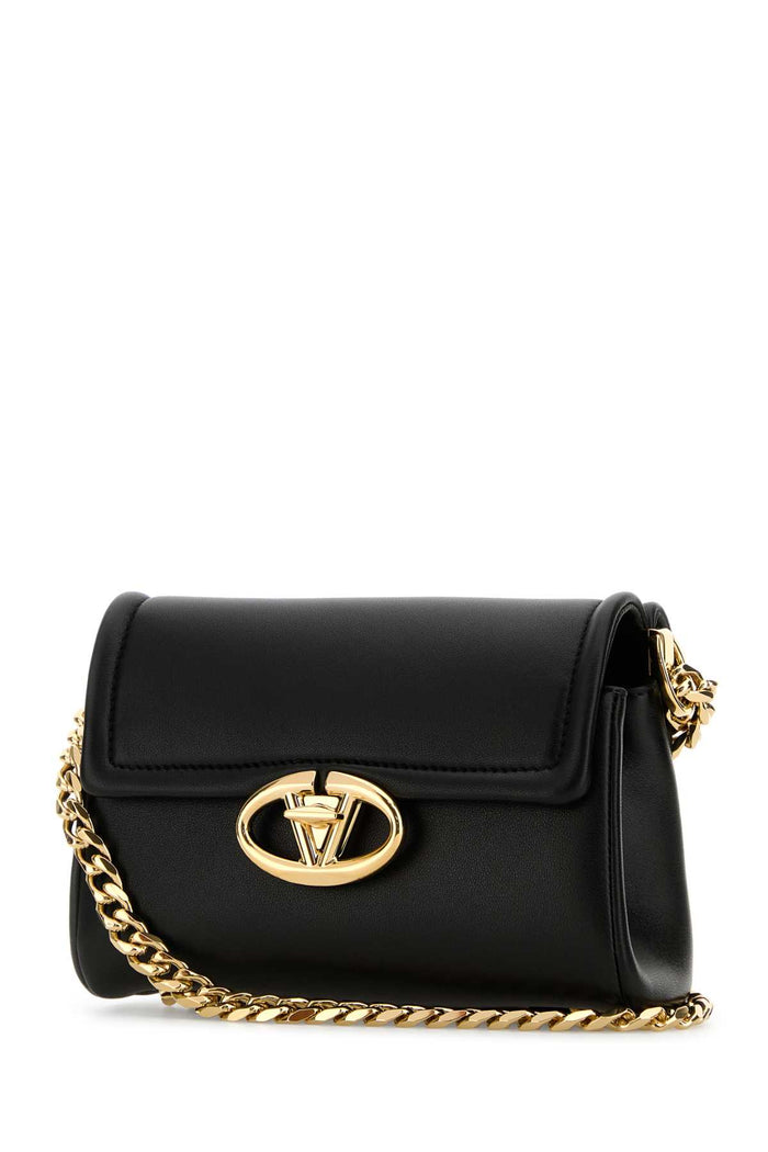 Black Leather Vlogo Shoulder Bag Nero Borse A Tracolla