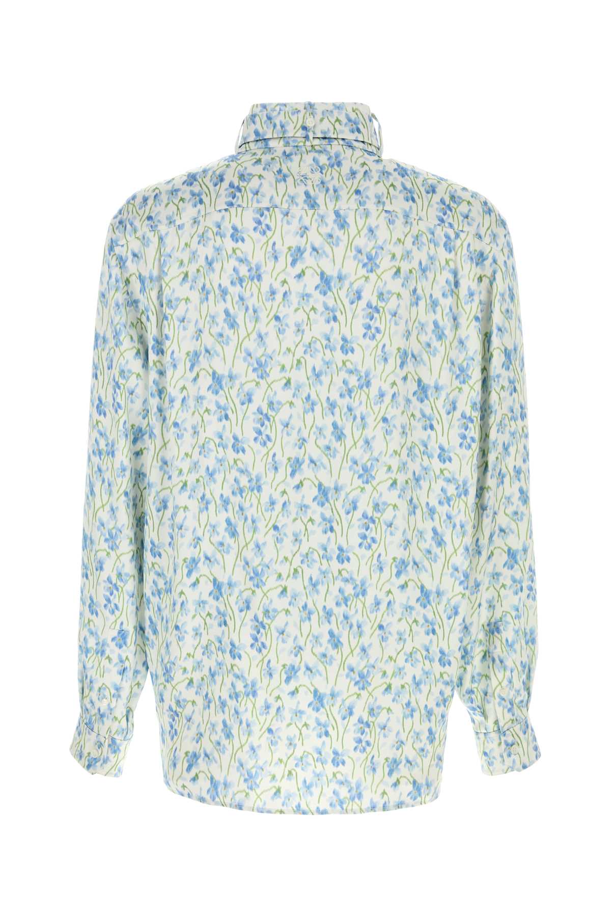 Printed Satin Shirt Whiteblue Exterior: Viscose Camicie