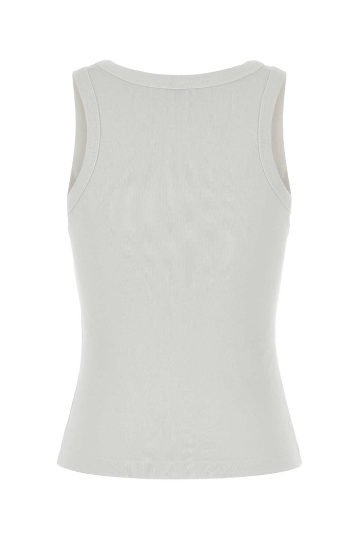 White Stretch Tank Top Exterior: Cotton Elastane Maglie