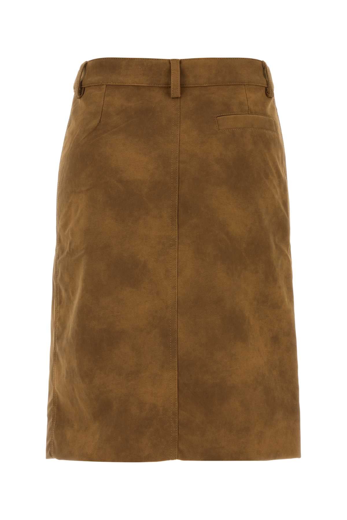 Camel Synthetic Leather Skirt Brown Gonne