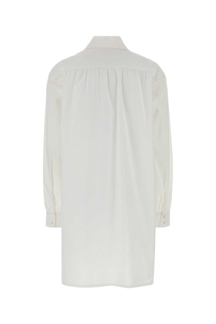 White Stretch Poplin Shirt Dress Fantasiabianco Exterior: Cotton Elastane Abiti