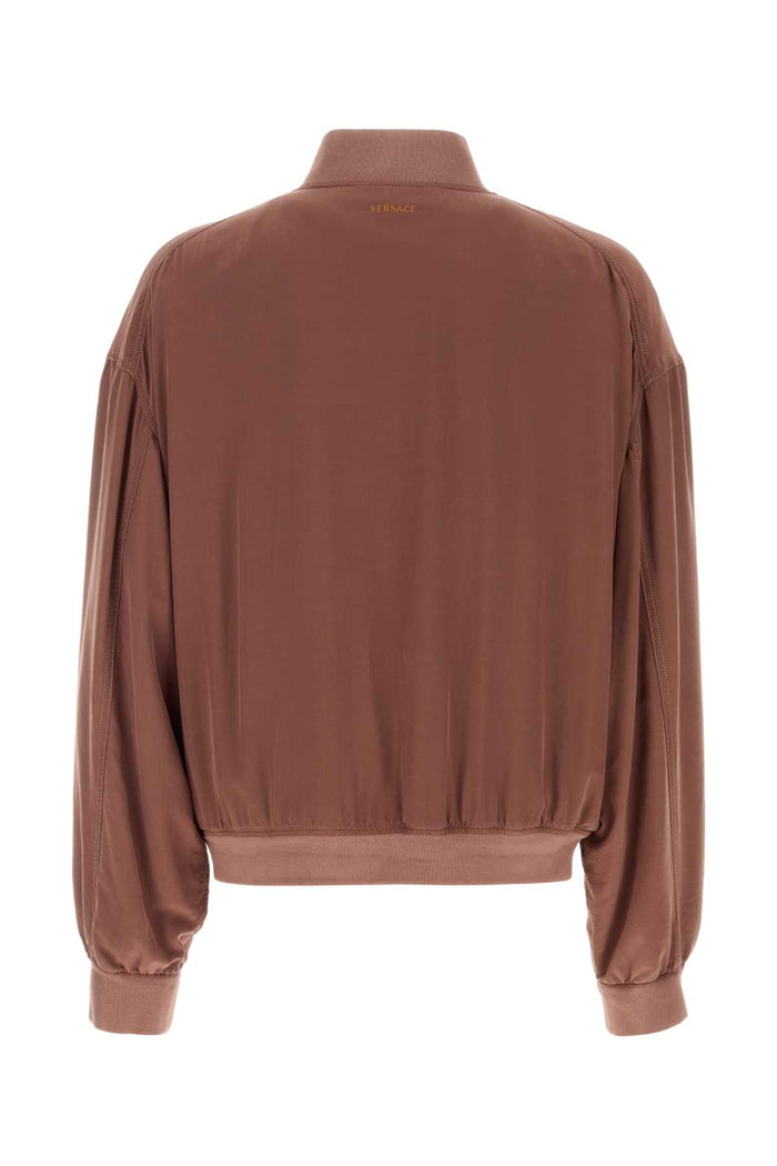 Antiqued Pink Silk Bomber Jacket Lightaubergine Giubbini