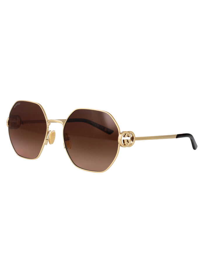 Gg2046s Gold-gold-brown Metal Sunglasses