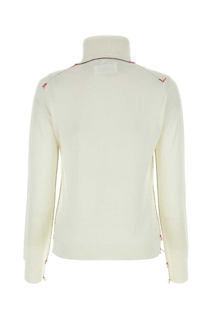 Ivory Wool Sweater Ecru Exterior: Maglieria