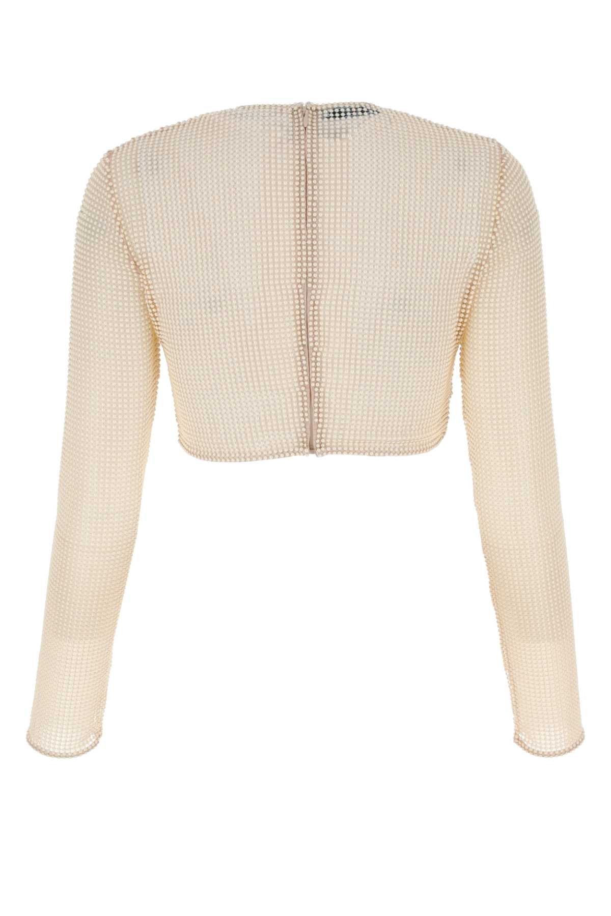 Sand Beads Top White Maglie