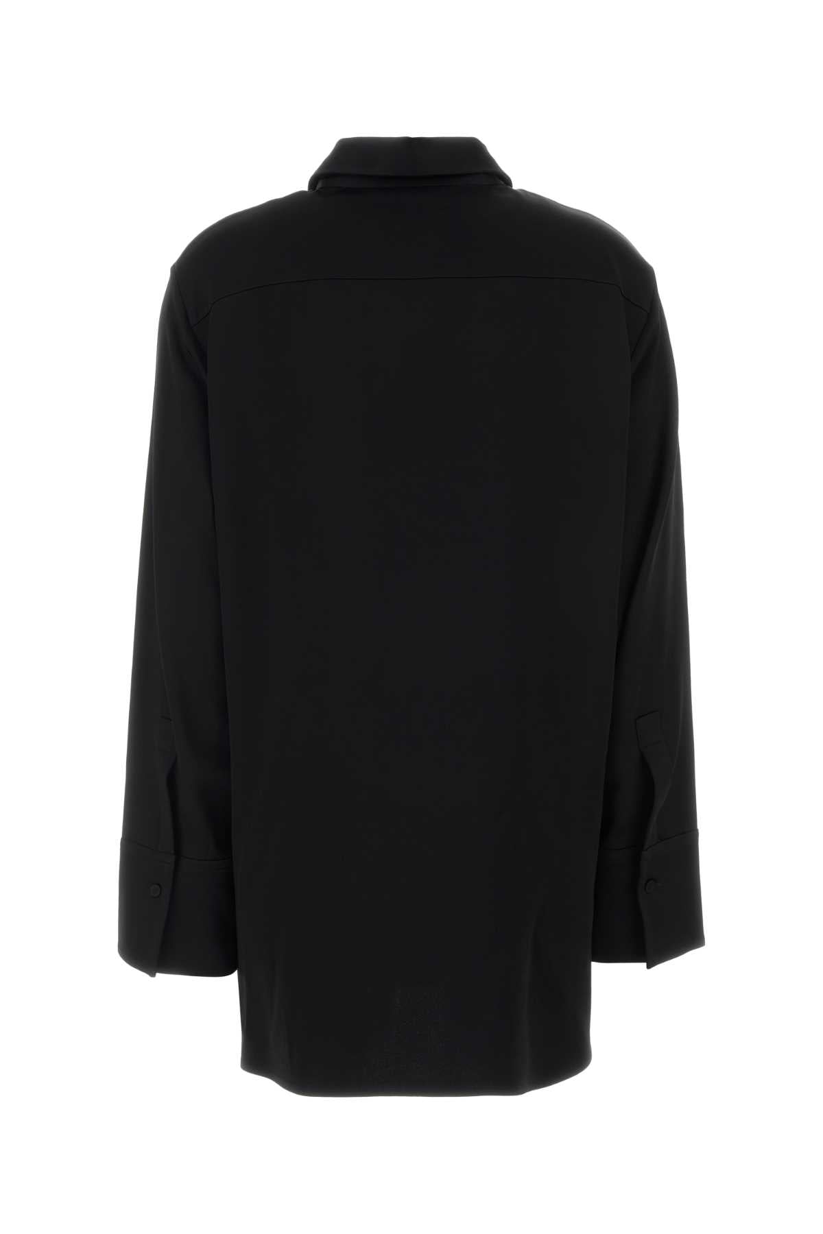 Black Satin Oversize Shirt Exterior: Acetate Viscose Camicie