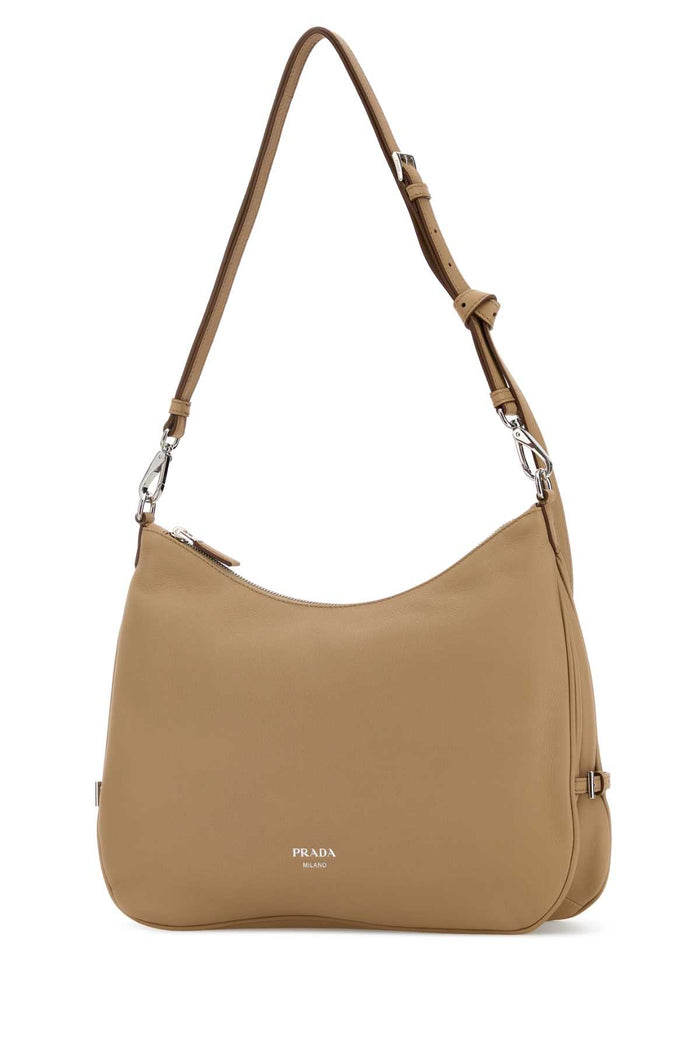 Beige Leather Large Prada Fold Shopping Bag Sabbia Borse A Mano