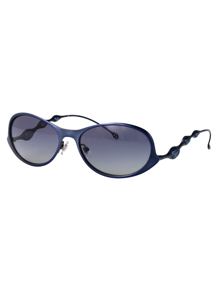0dl1014 Shiny Brushed Antique Blue Metal Sunglasses