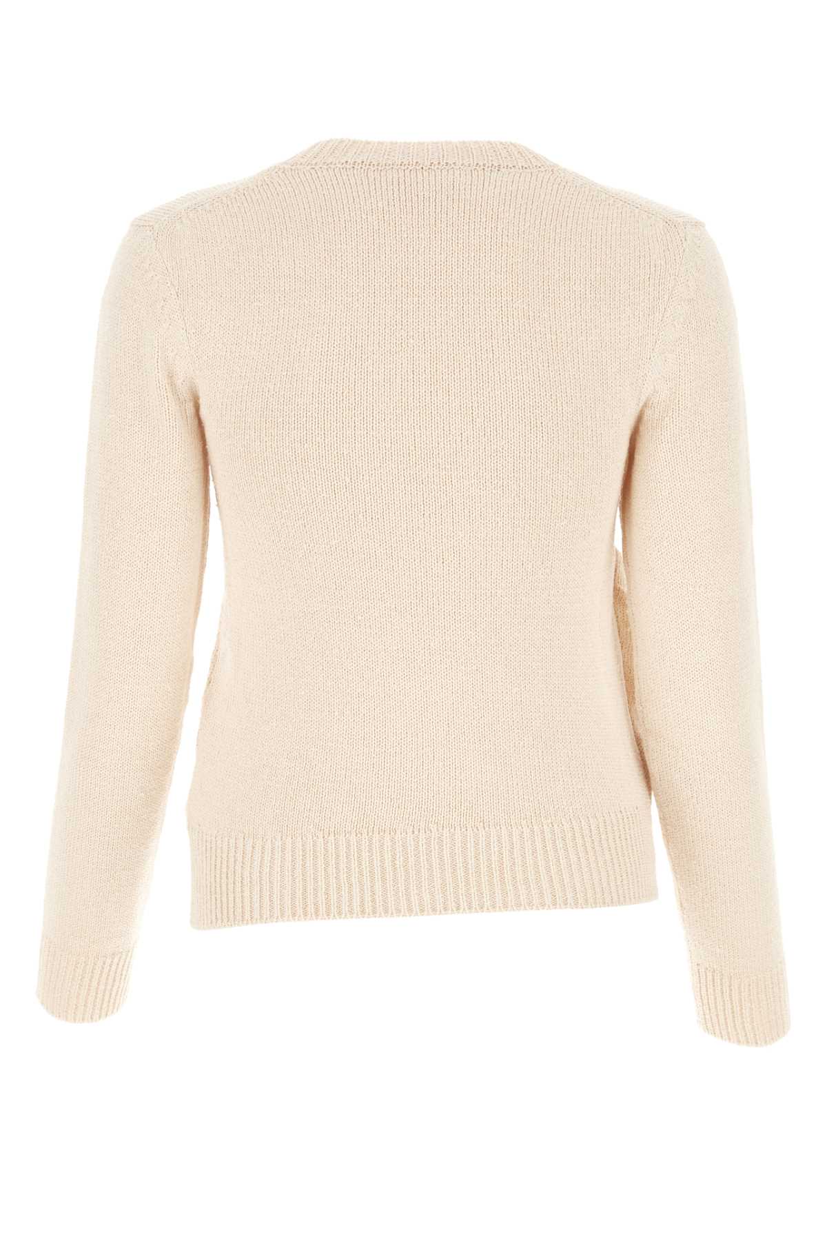 Ivory Cotton Blend Sweater Natural Maglieria