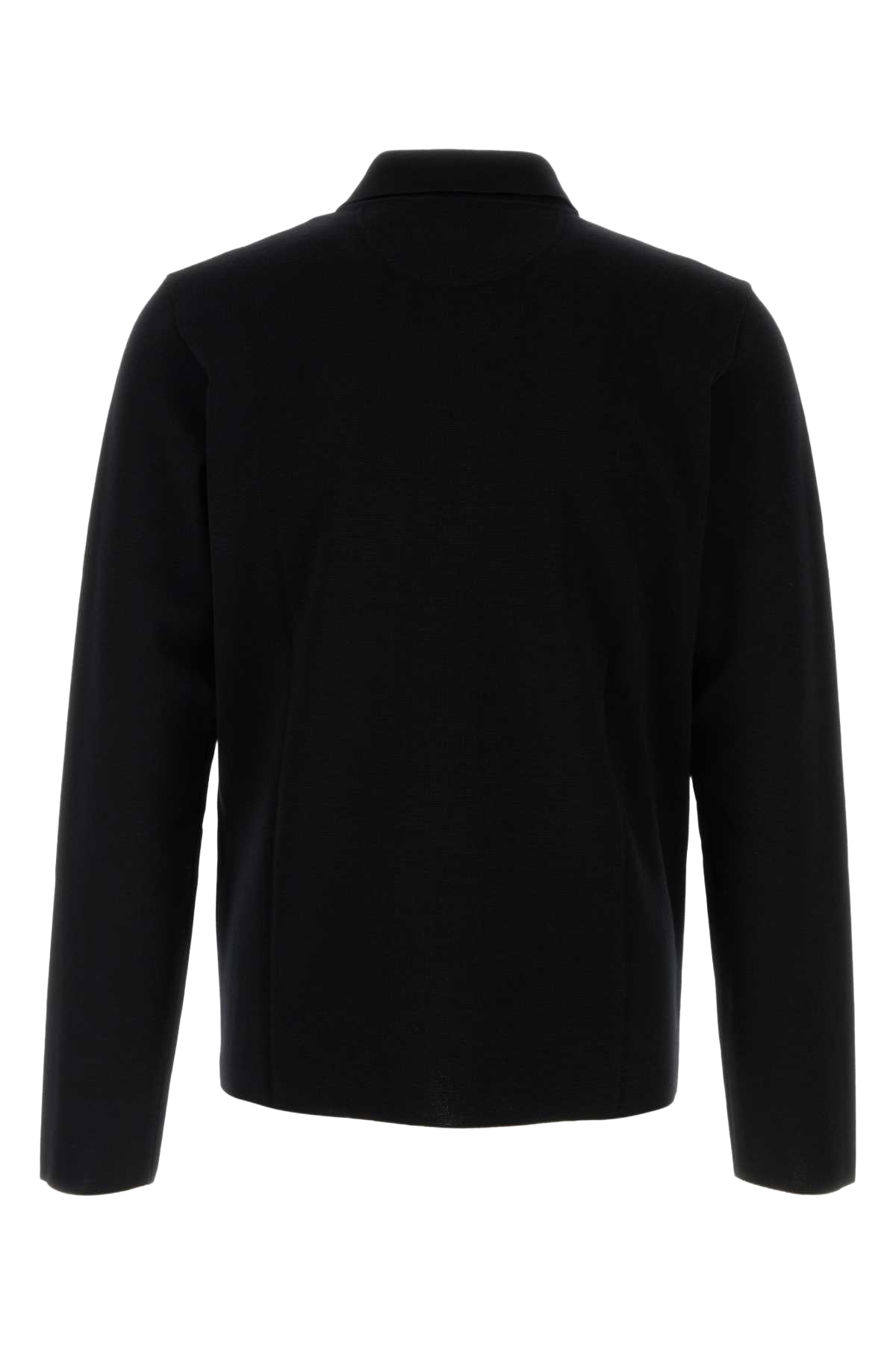 Black Wool Polo Shirt Nero Exterior: Virgin