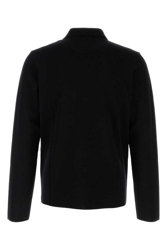 Black Wool Polo Shirt Nero Exterior: Virgin