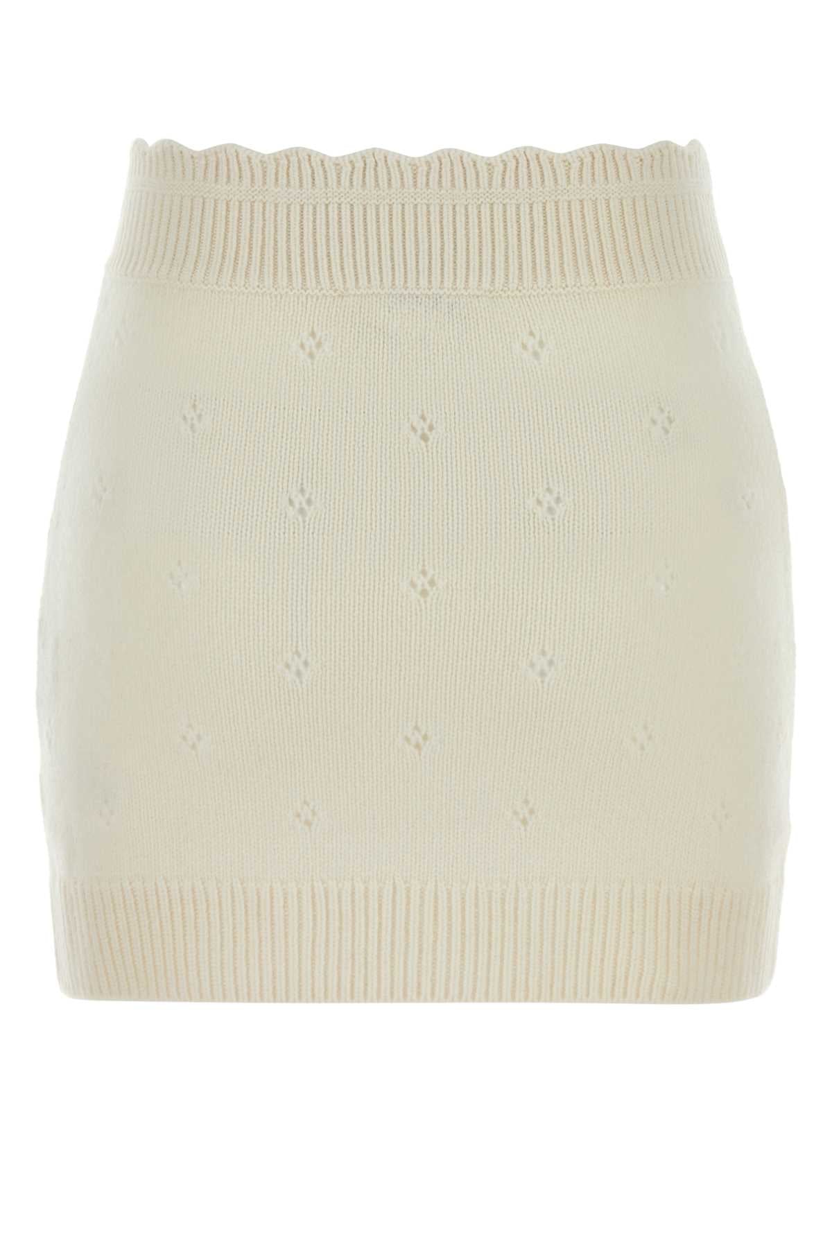 White Wool Blend Mini Skirt Iconicmilk Exterior: Cashmere Gonne