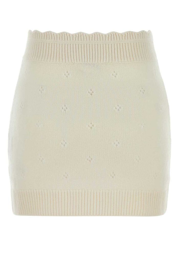 White Wool Blend Mini Skirt Iconicmilk Exterior: Cashmere Gonne