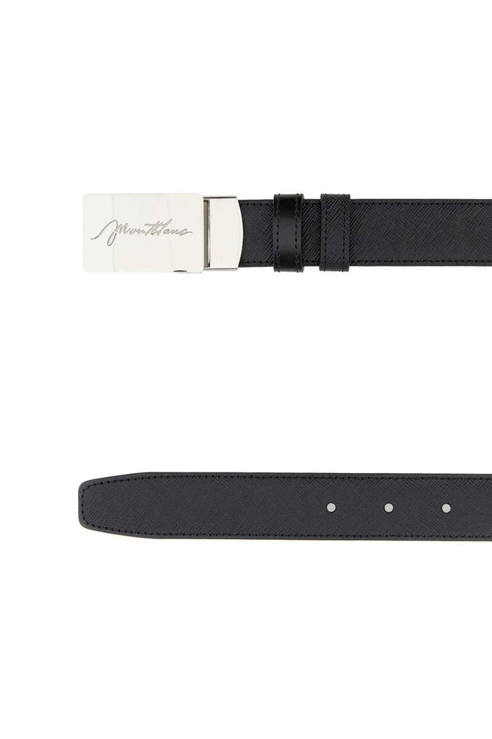 Black Leather Reversible Belt 000 Cinture