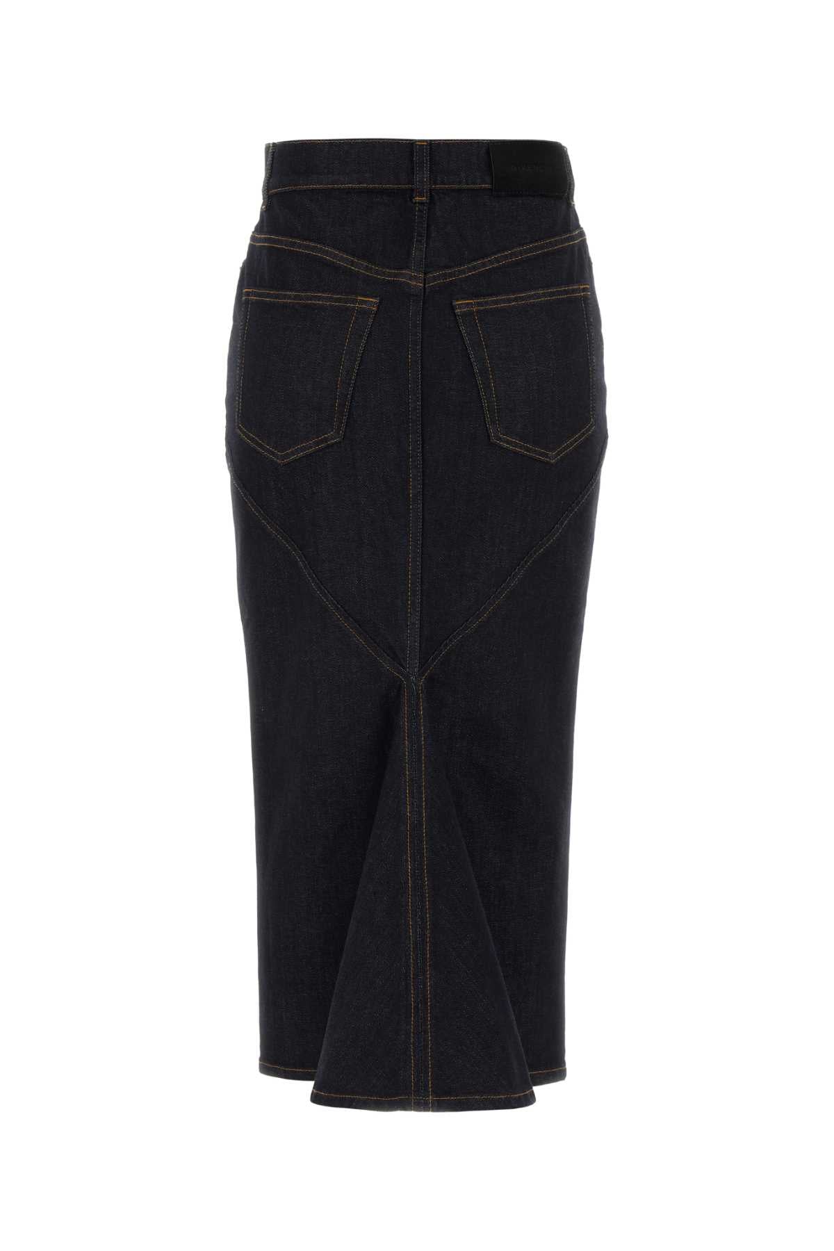 Midnight Blue Stretch Denim Skirt Darkblue Exterior: Cotton Elastane Gonne