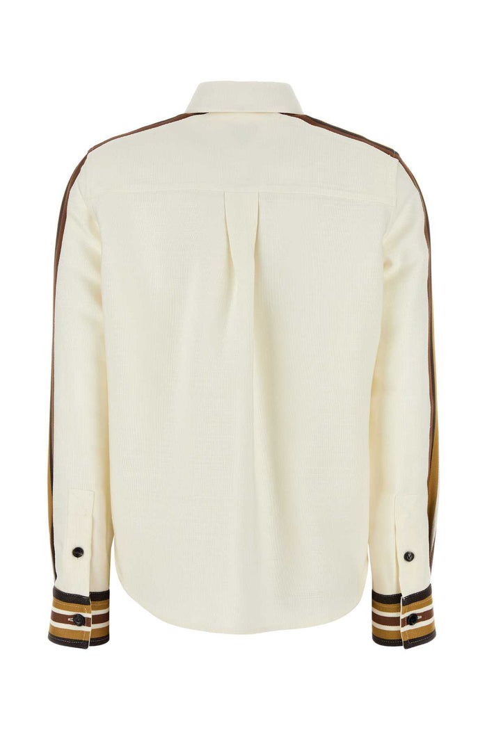Ivory Viscose Blend Shirt Pecancaramel Exterior: Silk Cotton Camicie