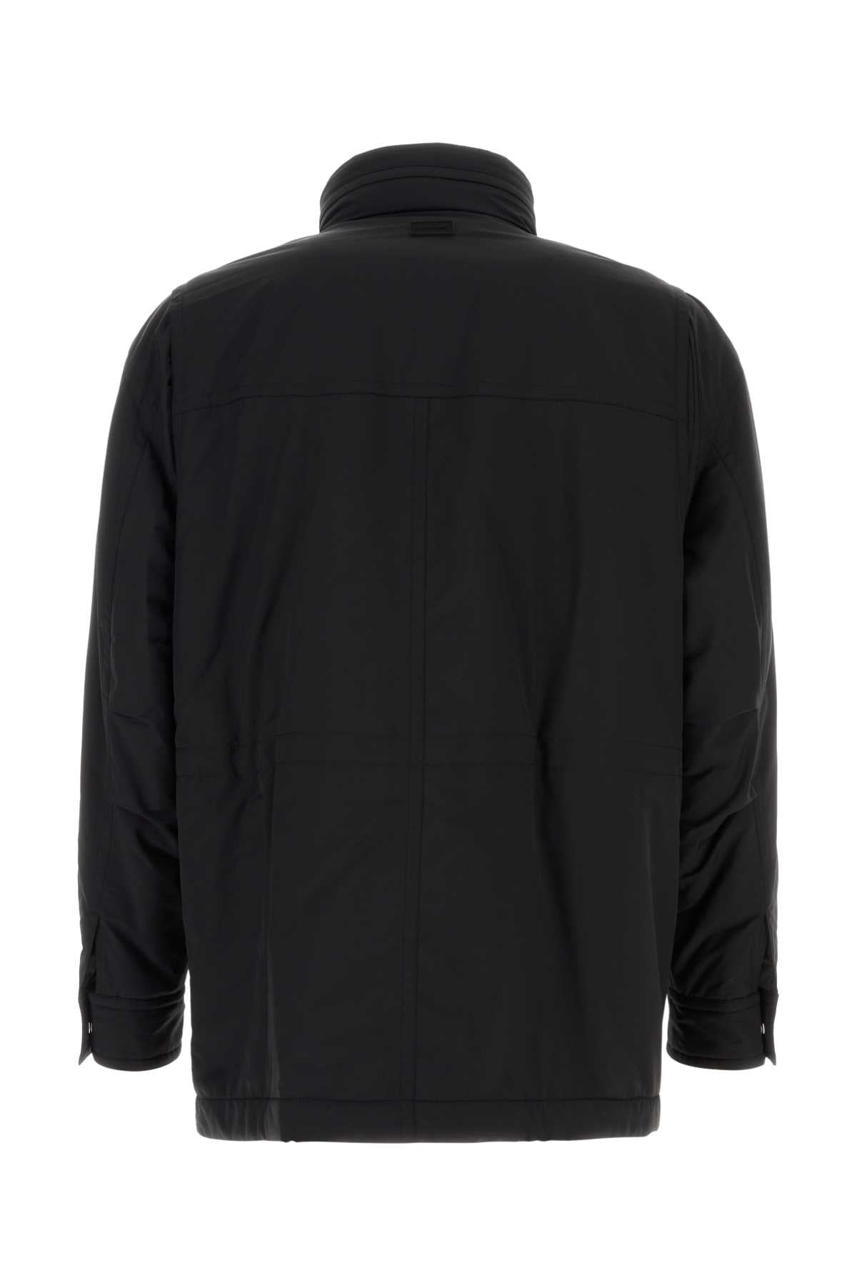 Black Wool Blend Padded Jacket Neronerowhite-multicolor Wv-pa Giubbini
