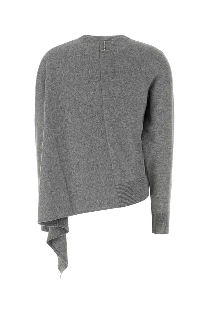 Grey Cashmere Blend Sweater Palegreymelange Asymmet Crwnk Jumper Maglieria