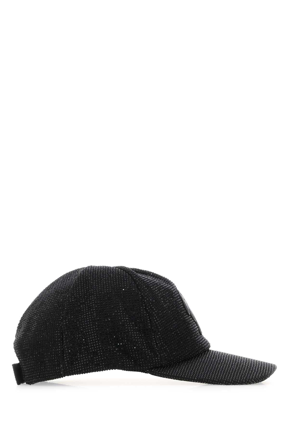 Embellished Cotton Baseball Cap Black Cappelli E Fasce Per Capelli