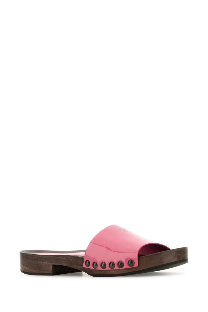 Fuchsia Leather Clogs Begonia Sandali