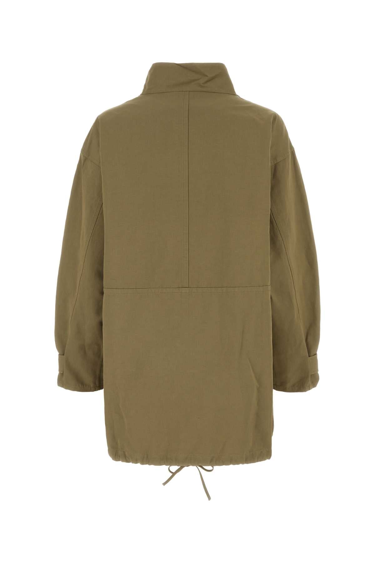 Army Green Cotton Blend Dress Militare Co Li Abiti